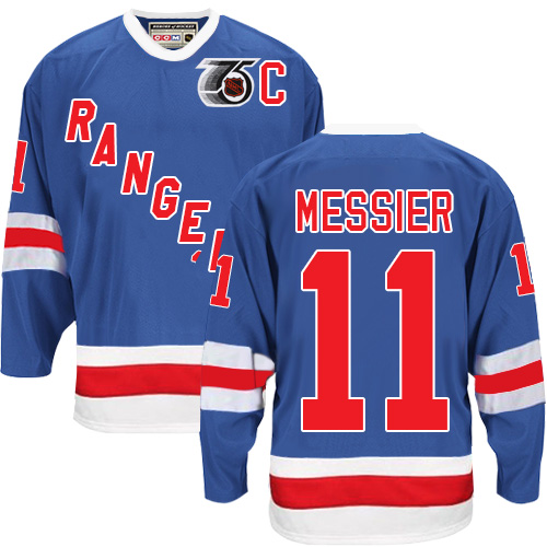 Kinder New York Rangers Eishockey Trikot Mark Messier #11 Authentic Throwback Königsblau CCM 75TH